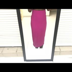 Long hot pink pencil skirt